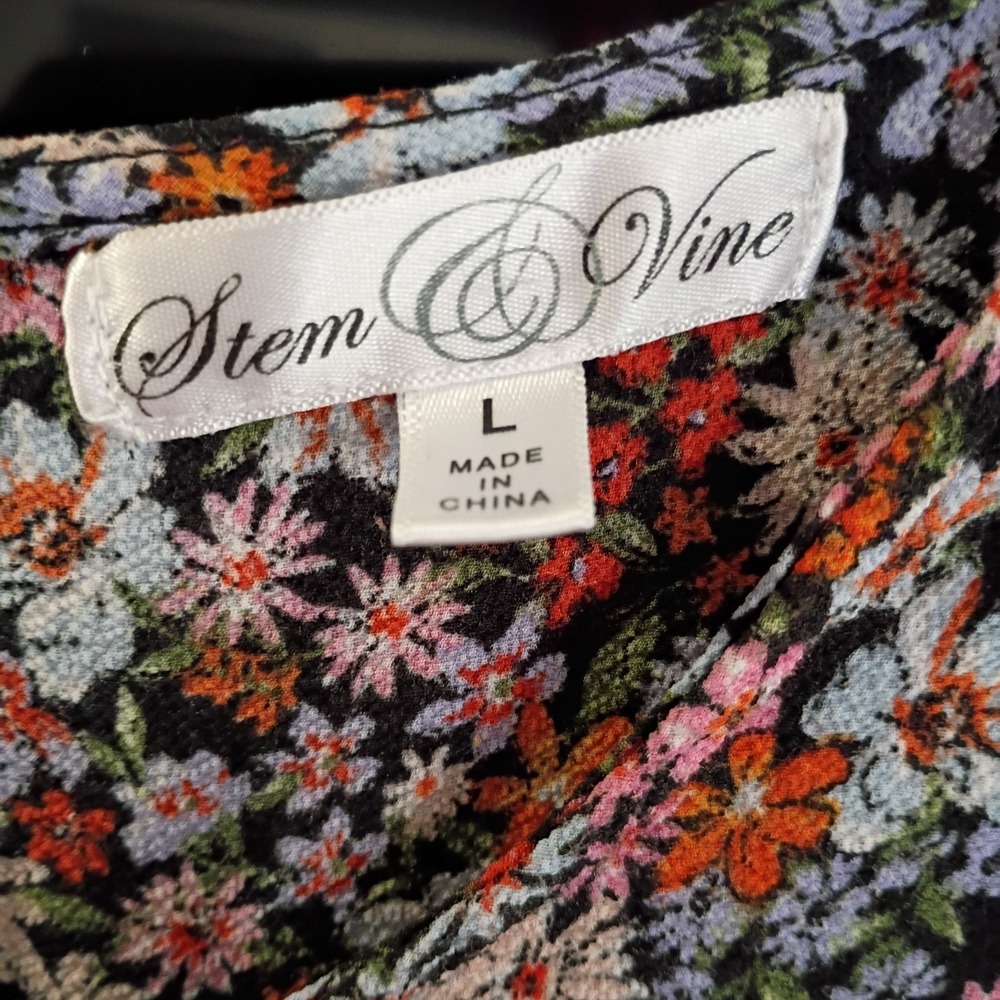 Stem Vine Women's Floral Flowers Pattern Blouse Top 3/4 Sleeve Size Large L EUC - Picture 4 of 6